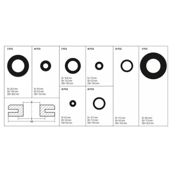YATO YT-06878 kábelátvezető gumigyűrű készlet, 180 db, többféle átmérővel YATO YT-06878 kábelátvezető gumigyűrű készlet, 180 db, többféle átmérővel
