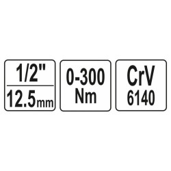 YATO Nyomatékkulcs 1/2' 0-300 Nm CrV (YT-07641)