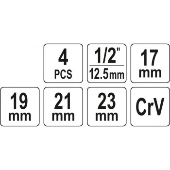 YATO Keresztkulcs 1/2' 17 x 19 x 21 x 23 mm szétszedhető CrV (YT-08033)