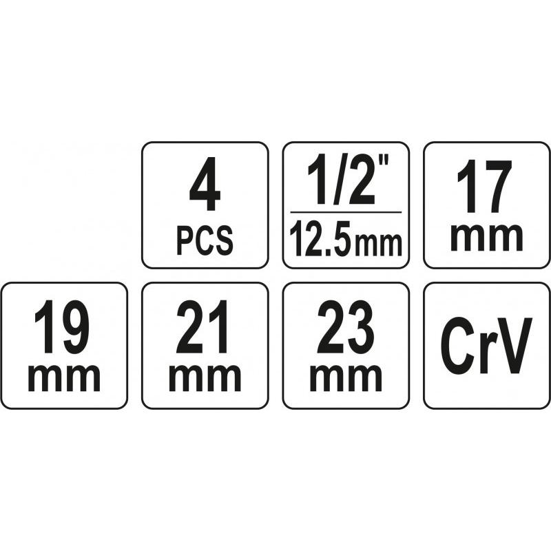 YATO Keresztkulcs 1/2' 17 x 19 x 21 x 23 mm szétszedhető CrV (YT-08033)