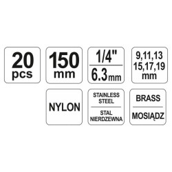 YATO Hengerfej tisztító kefe készlet 20 részes (YT-08195)