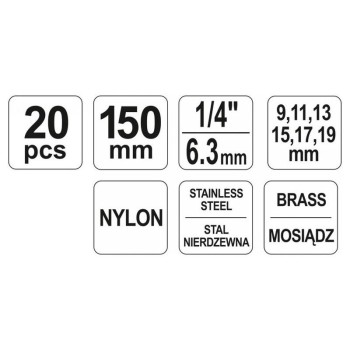 YATO Hengerfej tisztító kefe készlet 20 részes (YT-08195)