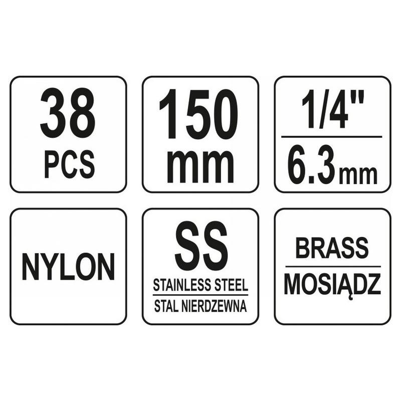 YATO Hengerfej tisztító kefe készlet 38 részes 8-19 mm (YT-08196)