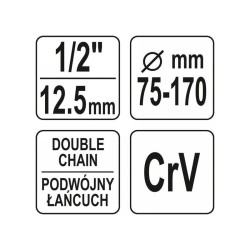 YATO Olajszűrő leszedő láncos 1/2' 75 - 170 mm (YT-08254)