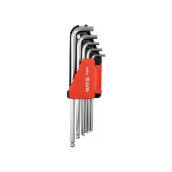 YATO Hosszú gömbfejű imbuszkulcs készlet 12 részes 1/16'-3/8' CrV (YT-5838)