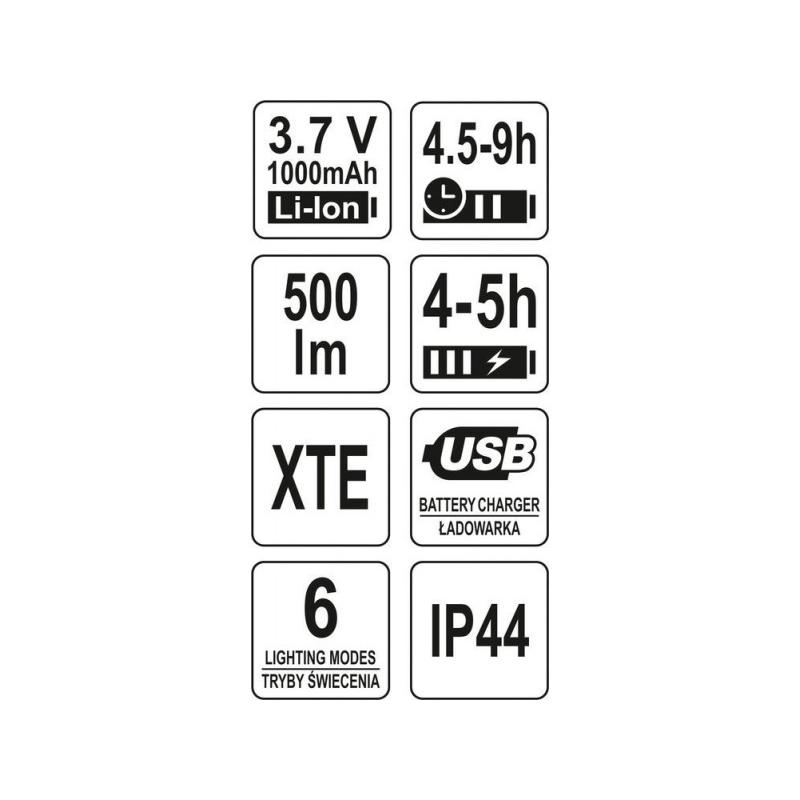 YATO Akkus LED fejlámpa 500 lumen (YT-08596)
