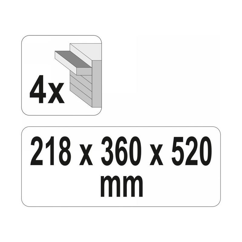 YATO Szerszámosláda fém 4 fiók (YT-08874)