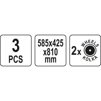 YATO Kerekes szerszámosláda rendszer 3 részes 585 x 425 x 810 mm (YT-09161)