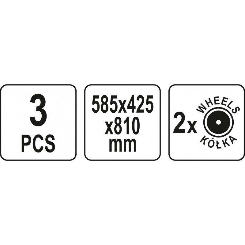 YATO Kerekes szerszámosláda rendszer 3 részes 585 x 425 x 810 mm (YT-09161) YATO Kerekes szerszámosláda rendszer 3 részes 585 x 425 x 810 mm (YT-09161)