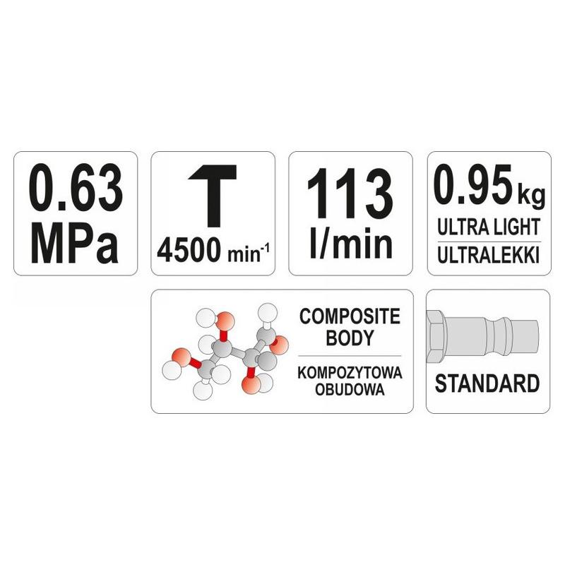YATO Pneumatikus vésőgép vésőfejekkel könnyített (YT-09904) YATO Pneumatikus vésőgép vésőfejekkel könnyített (YT-09904)