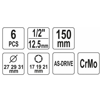 YATO Alufelni dugókulcs készlet 6 részes 1/2' 17/19/21 mm CrMo (YT-10563) YATO Alufelni dugókulcs készlet 6 részes 1/2' 17/19/21 mm CrMo (YT-10563)