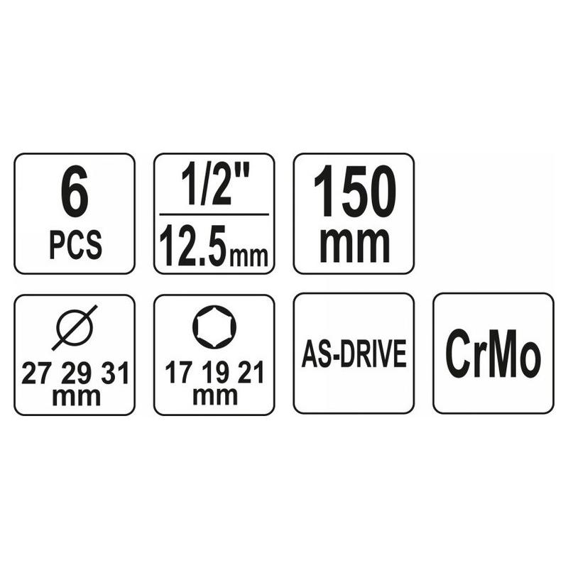 YATO Alufelni dugókulcs készlet 6 részes 1/2' 17/19/21 mm CrMo (YT-10563) YATO Alufelni dugókulcs készlet 6 részes 1/2' 17/19/21 mm CrMo (YT-10563)