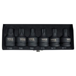 YATO Gépi bit dugókulcs készlet 6 részes Torx és Spline 3/4' CrMo (YT-10653)