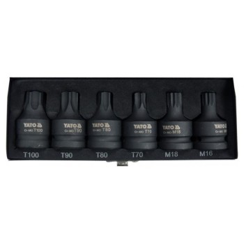 YATO Gépi bit dugókulcs készlet 6 részes Torx és Spline 3/4' CrMo (YT-10653)