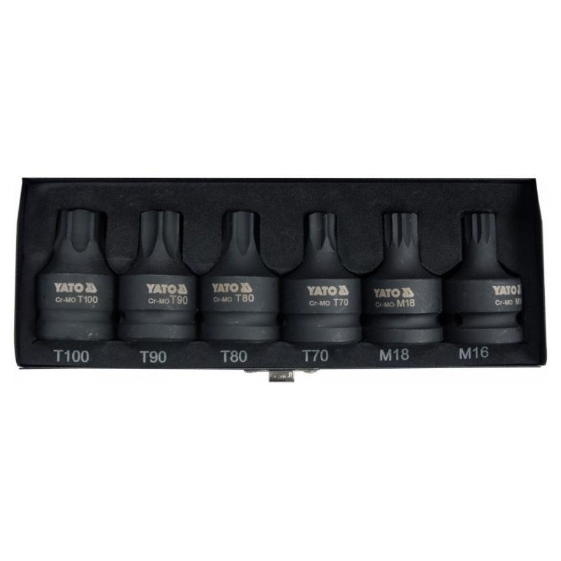 YATO Gépi bit dugókulcs készlet 6 részes Torx és Spline 3/4' CrMo (YT-10653)