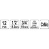 YATO Gépi hosszú bit dugókulcs készlet 12 részes Torx és Imbusz 1/2', 3/4' kamionos CrMo (YT-10655)