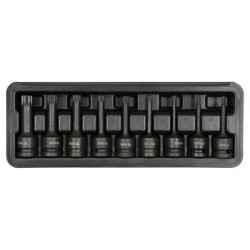 YATO Gépi hosszú bit dugókulcs készlet 9 részes Spline 1/2' M4-M16 CrMo (YT-10691)