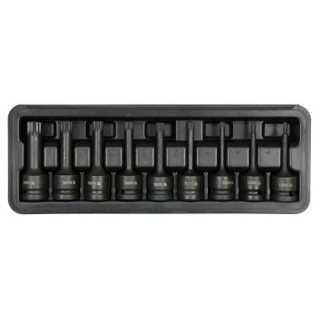 YATO Gépi hosszú bit dugókulcs készlet 9 részes Spline 1/2' M4-M16 CrMo (YT-10691)