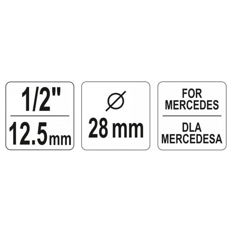 YATO Befecskendező szivattyú dugókulcs 1/2' 28 mm Mercedes (YT-12005)