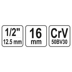 YATO Gyertyakulcs 1/2' 16 mm / 64 mm CrV (YT-12531) YATO Gyertyakulcs 1/2' 16 mm / 64 mm CrV (YT-12531)