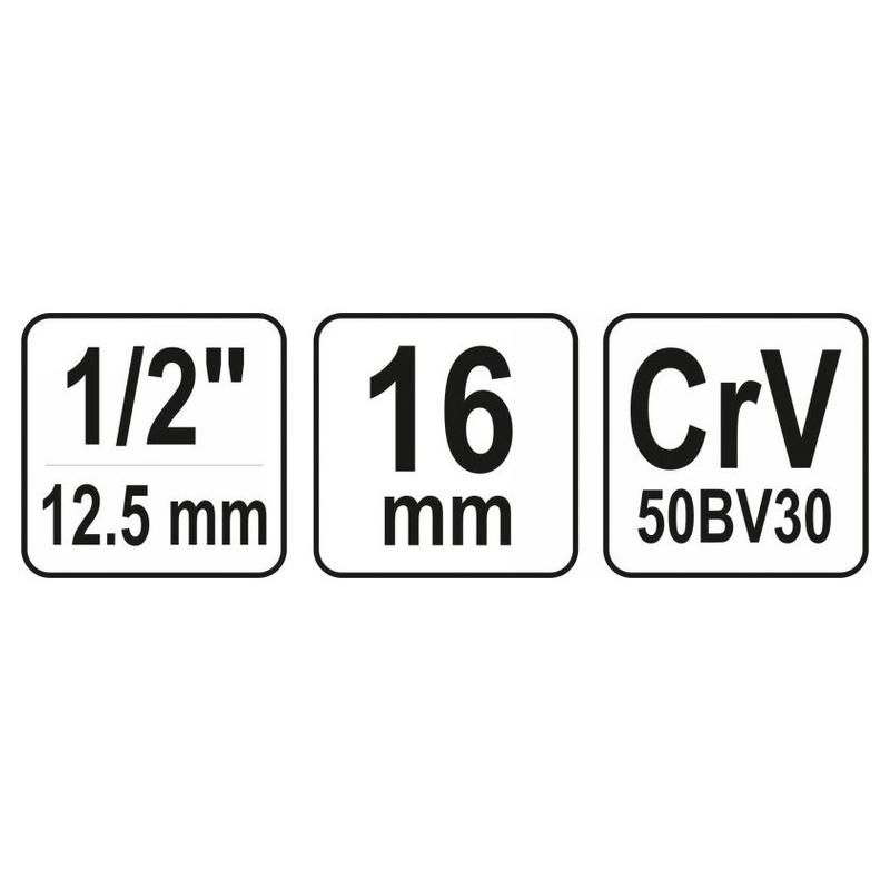 YATO Gyertyakulcs 1/2' 16 mm / 64 mm CrV (YT-12531)