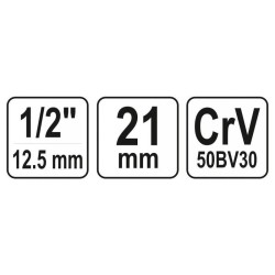 YATO Gyertyakulcs 1/2' 21 mm / 64 mm CrV (YT-12541) YATO Gyertyakulcs 1/2' 21 mm / 64 mm CrV (YT-12541)