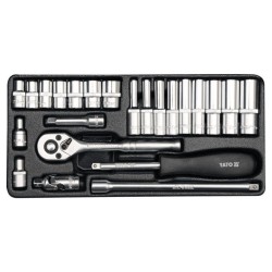 YATO Dugókulcs készlet 23 részes 1/4' 4-13 mm CrV (YT-14421) YATO Dugókulcs készlet 23 részes 1/4' 4-13 mm CrV (YT-14421)