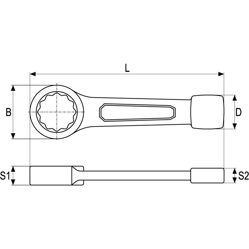 YATO Üthető csillagkulcs 38 mm / 210 mm CrV (YT-1606)