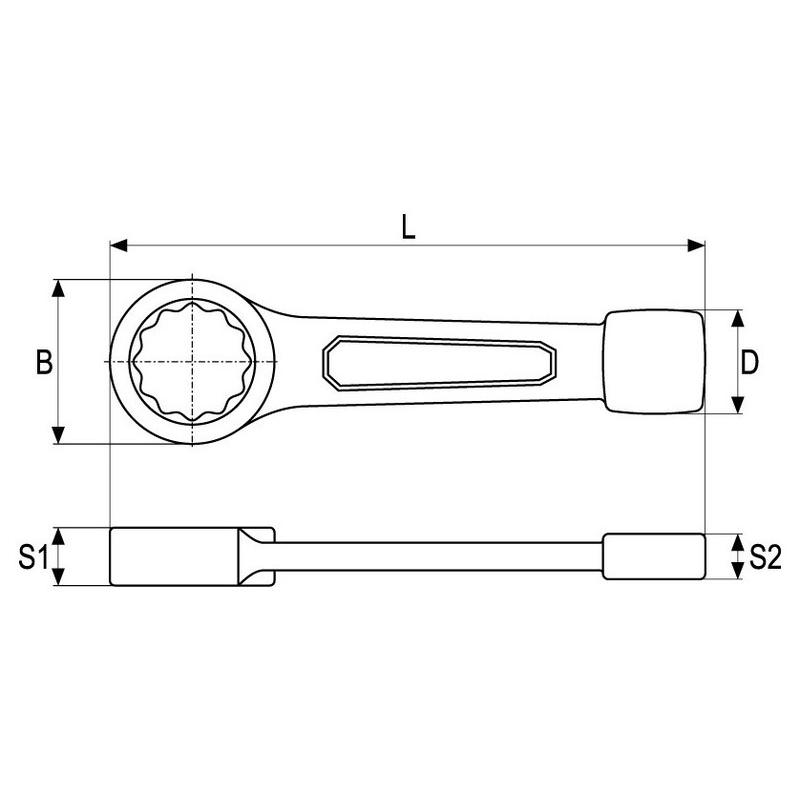 YATO Üthető csillagkulcs 60 mm / 270 mm CrV (YT-1612)