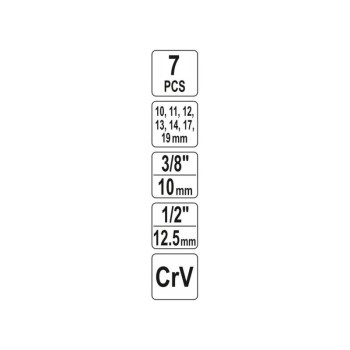 YATO Nyitott dugókulcs készlet 7 részes 3/8', 1/2' CrV (YT-17508)