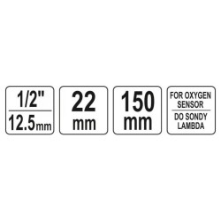 YATO Lambdaszonda hosszú dugókulcs 1/2' 22 mm CrV (YT-17513)