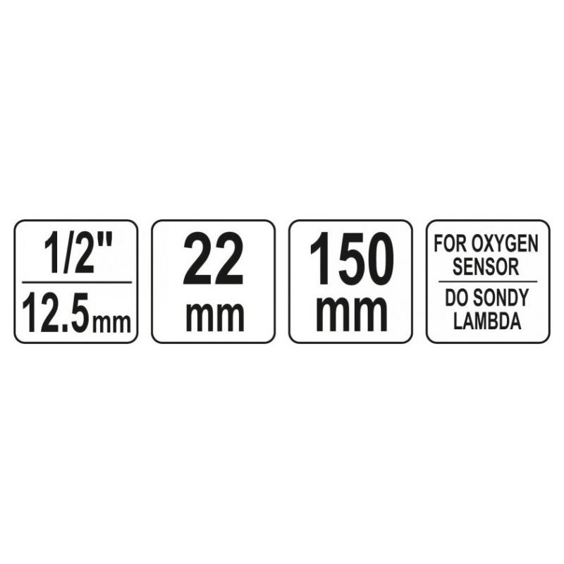 YATO Lambdaszonda hosszú dugókulcs 1/2' 22 mm CrV (YT-17513)