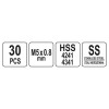 YATO Menetjavító készlet 30 részes M5 0,8mm (YT-17631)