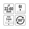 YATO Hidraulikus lemezlyukasztó 22 - 60 mm 360° (YT-18900)
