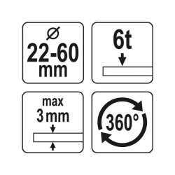 YATO Hidraulikus lemezlyukasztó 22 - 60 mm 360° (YT-18900) YATO Hidraulikus lemezlyukasztó 22 - 60 mm 360° (YT-18900)