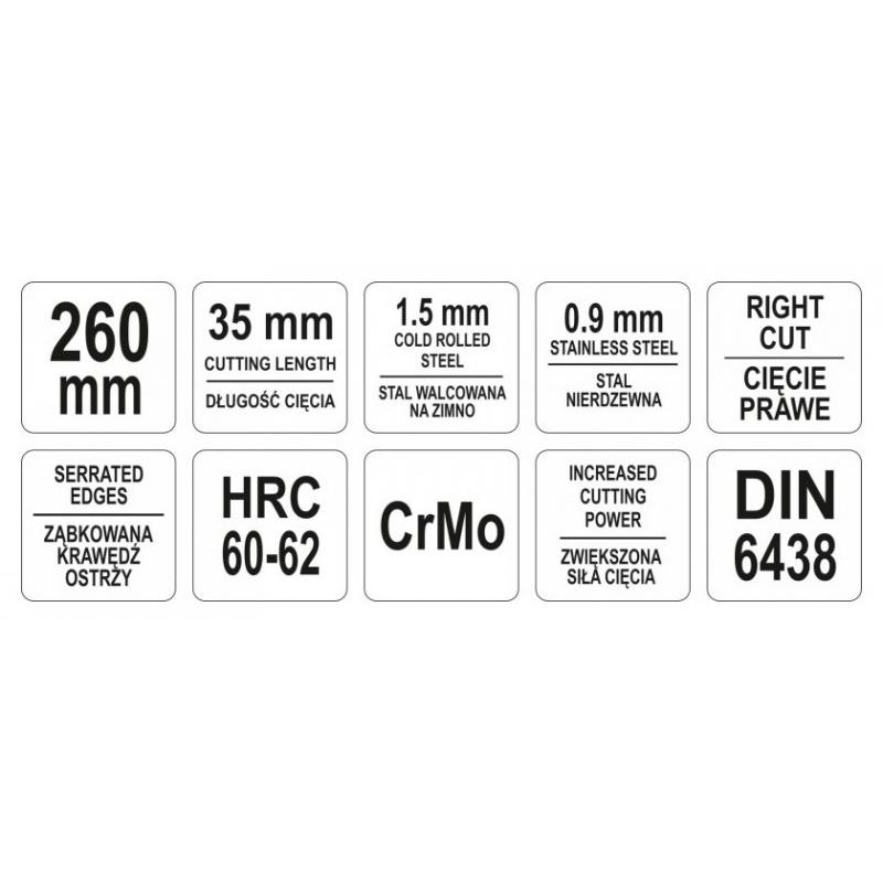 YATO Lemezvágó olló 260 mm jobbos (YT-1911)