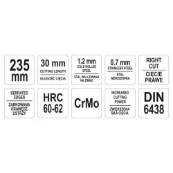 YATO Lemezvágó olló 235 mm jobbos (YT-1916) YATO Lemezvágó olló 235 mm jobbos (YT-1916)