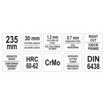 YATO Lemezvágó olló 235 mm jobbos (YT-1916)