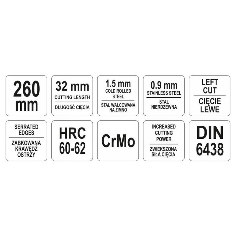 YATO Lemezvágó olló 260 mm balos (YT-1918)