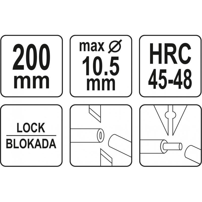 YATO Kábelvágó és blankoló fogó 200 mm/10,5 mm/1,0-4,0 mm2 (YT-19682)