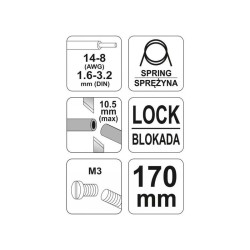 YATO Kábelvágó és blankoló fogó 170 mm/10,5 mm/1,6-3,2 mm2 (YT-19691) YATO Kábelvágó és blankoló fogó 170 mm/10,5 mm/1,6-3,2 mm2 (YT-19691)