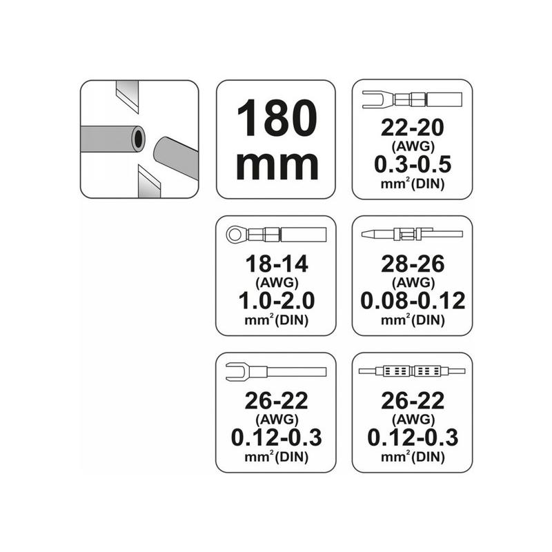 YATO Krimpelő fogó 180 mm/0,08-2,0 mm (YT-2255)