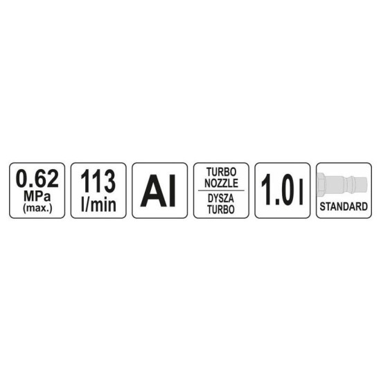 YATO Pneumatikus habszóró pisztoly turbó Alumínium 1 liter (YT-23641) YATO Pneumatikus habszóró pisztoly turbó Alumínium 1 liter (YT-23641)