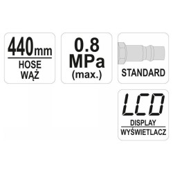 YATO Kerékfúvató pisztoly LCD nyomásmérővel 1/4' (YT-23702)