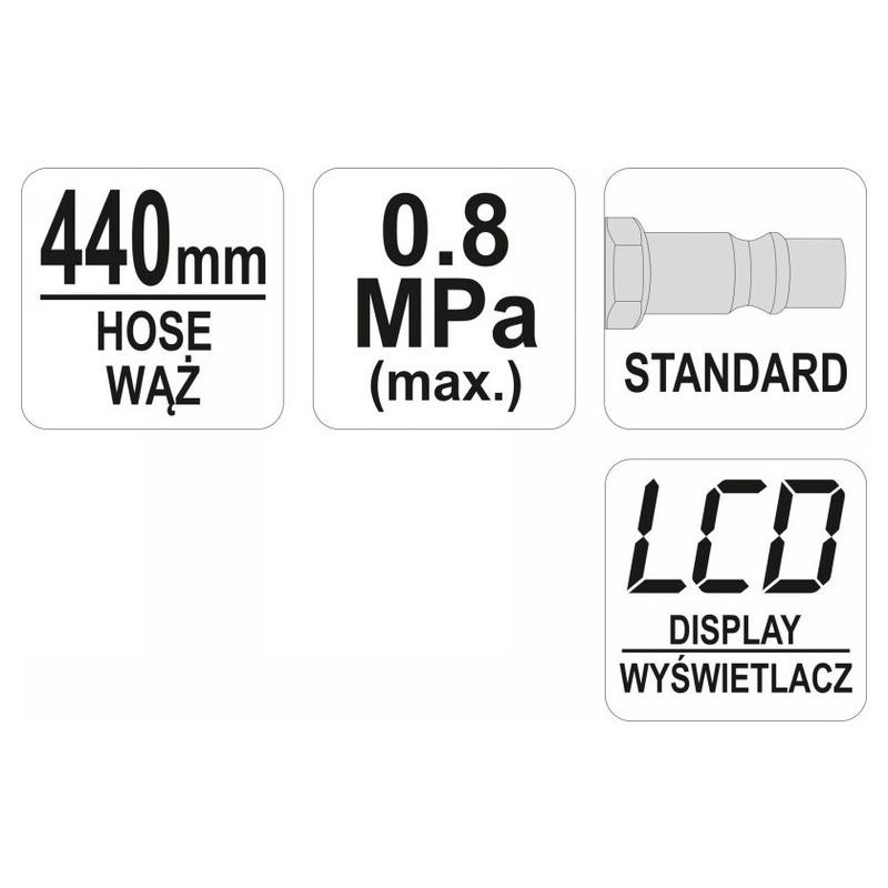 YATO Kerékfúvató pisztoly LCD nyomásmérővel 1/4' (YT-23702)