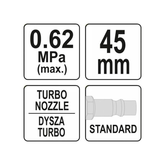 YATO Pneumatikus lefúvató pisztoly turbó 45mm (YT-23722) YATO Pneumatikus lefúvató pisztoly turbó 45mm (YT-23722)