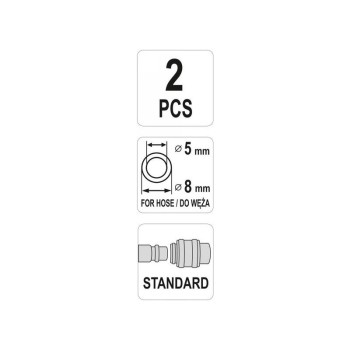 YATO Pneumatikus tömlő gyorscsatlakozó apa 1/4' csővéggel 5 x 8 mm (YT-24102)