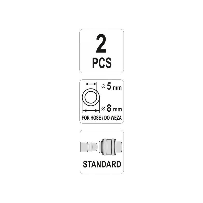 YATO Pneumatikus tömlő gyorscsatlakozó apa 1/4' csővéggel 5 x 8 mm (YT-24102)