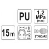 YATO Pneumatikus tömlő (spirál) gyorscsatlakozóval 8,0 x 12 mm x 15 m 1,2 MPa (YT-24209)