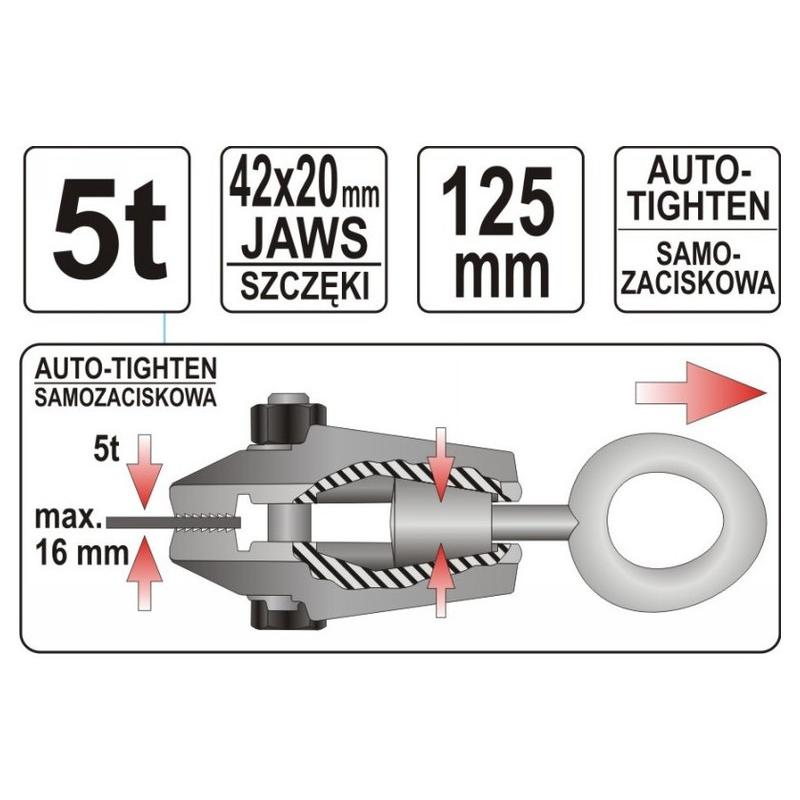 YATO Lemezhúzó egyenes, önszorító pofával (YT-2542)